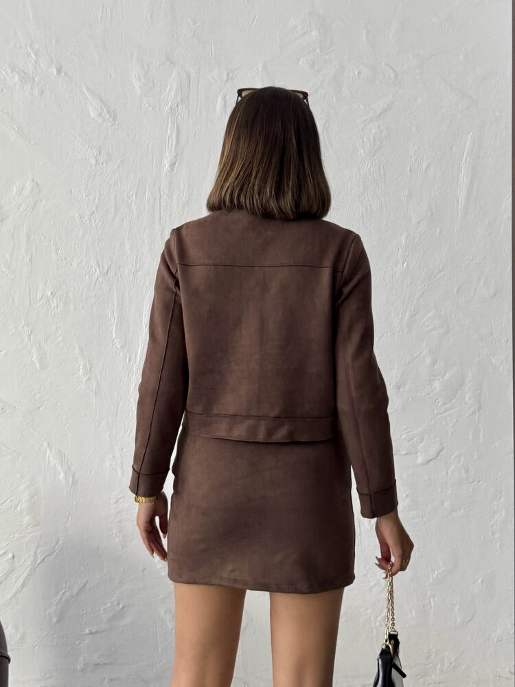 Topshow Coffee Suede Pocket Wholesale Jacket