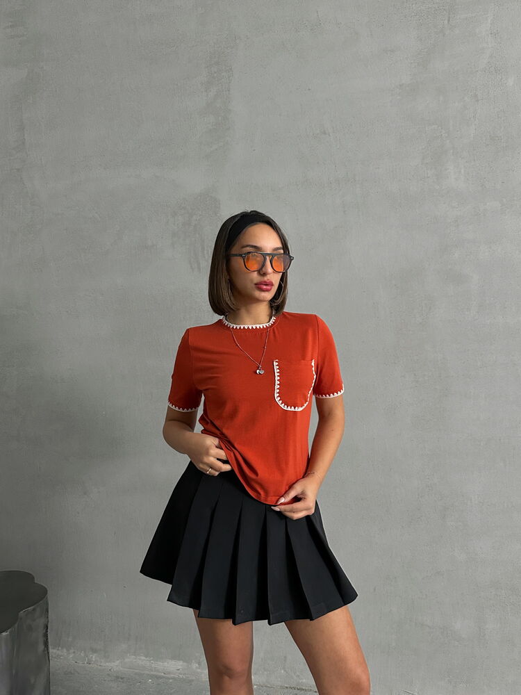 Topshow Kiremit Çoban Dikişli Toptan T-Shirt