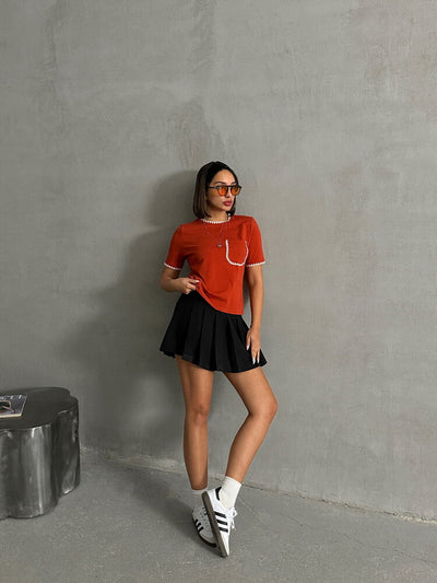Topshow Kiremit Çoban Dikişli Toptan T-Shirt