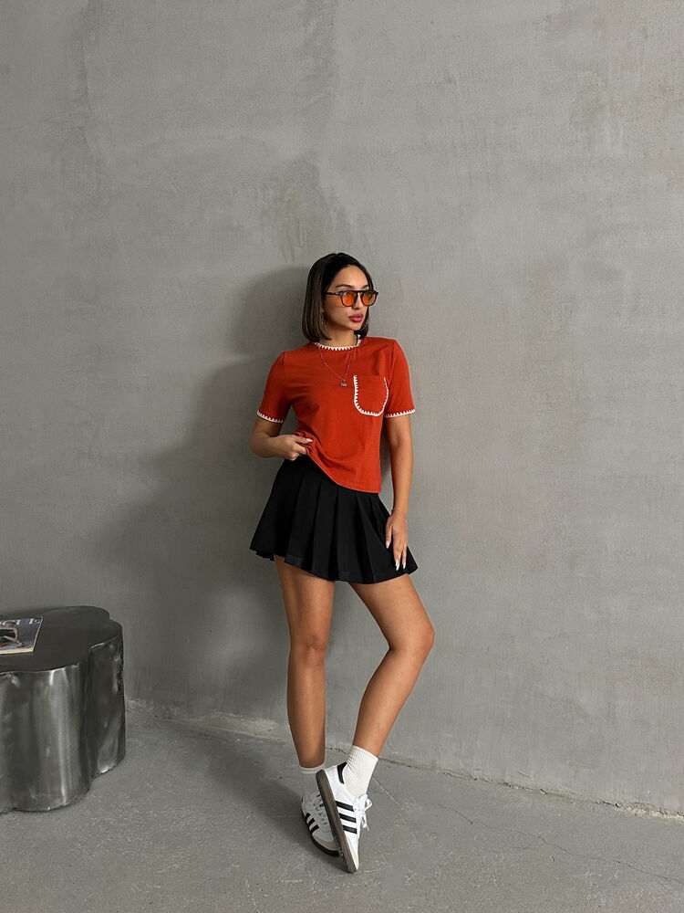 Topshow Kiremit Çoban Dikişli Toptan T-Shirt