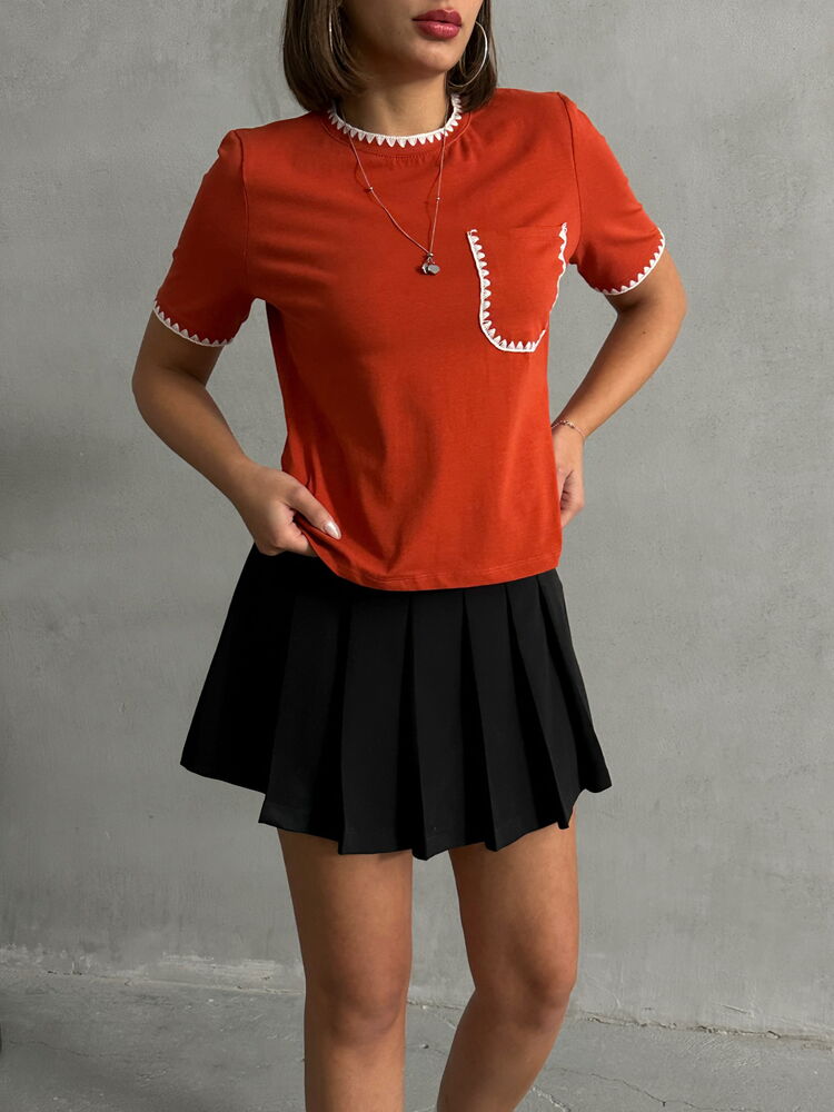 Topshow Kiremit Çoban Dikişli Toptan T-Shirt