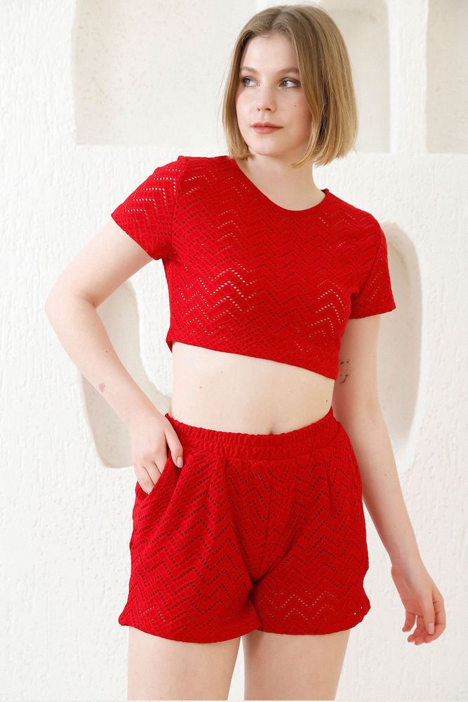 Pantaloni scurți Topshow Red Mesh en-gros