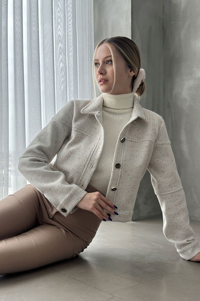 Buttoned Bowl Wholesale Coat - Cream