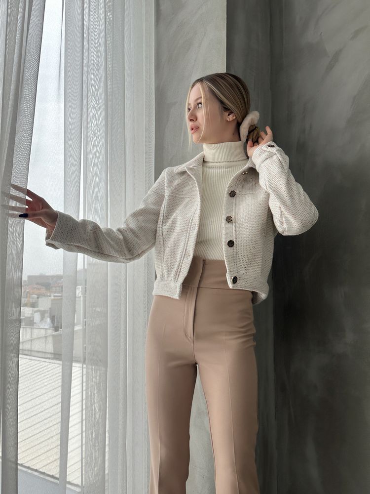 Buttoned Bowl Wholesale Coat - Cream