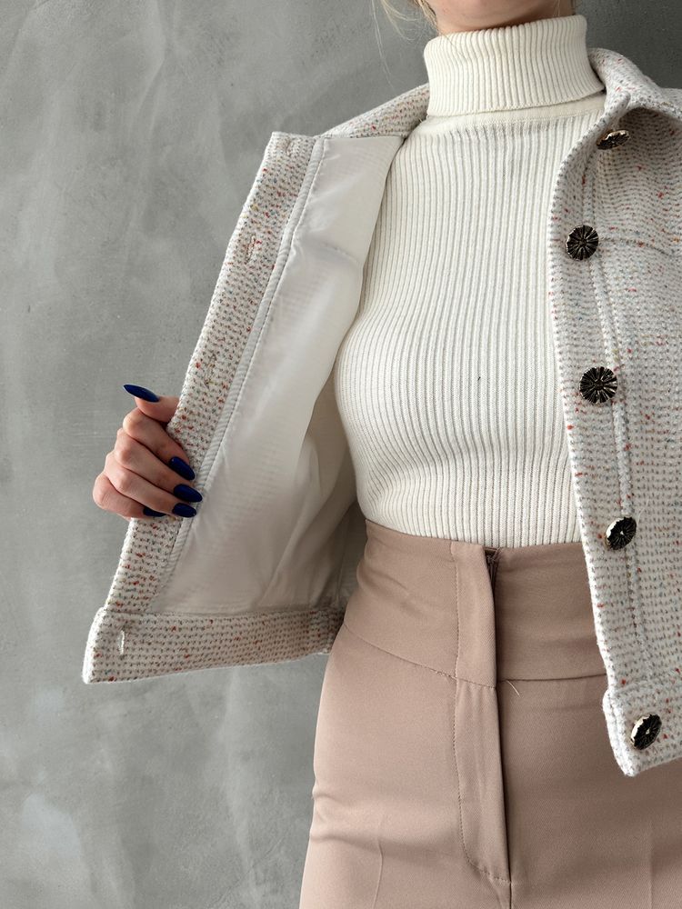 Buttoned Bowl Wholesale Coat - Cream