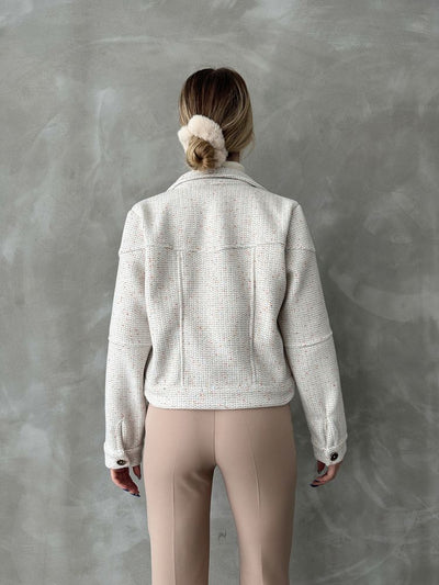 Buttoned Bowl Wholesale Coat - Cream