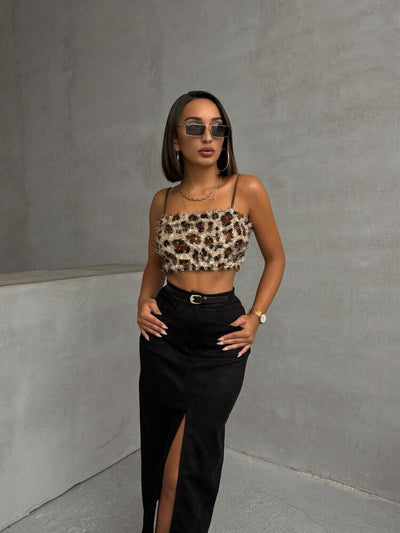 Topshow Sequin Leopard Print Wholesale Bustier