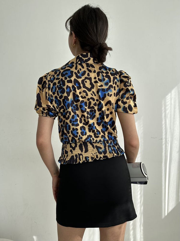 Topshow Leopar Saks Beli Gipeli Ouzu Pileli Toptan Gömlek