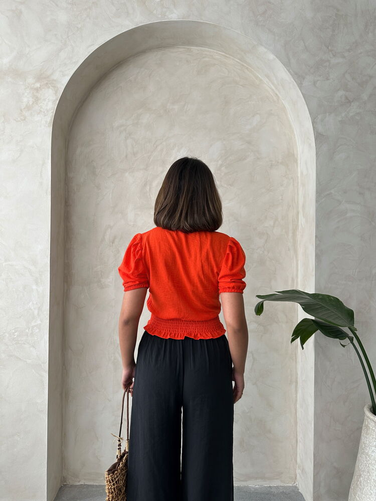 Cămăși en-gros cu imprimeu floral Orange Chest din in Topshow