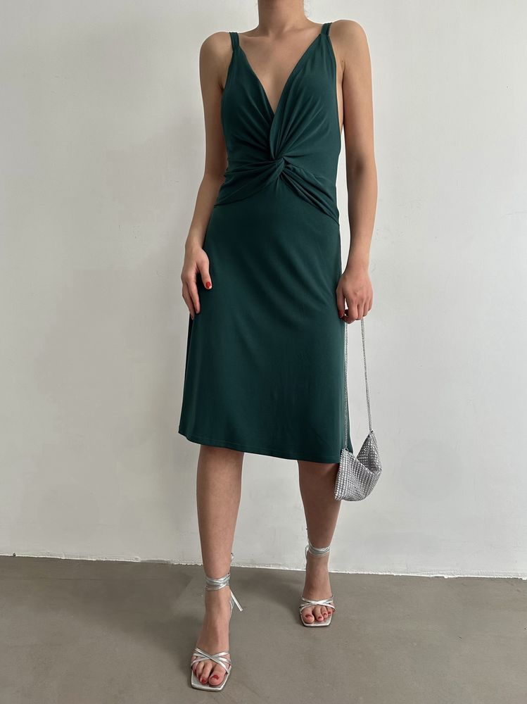 Topshow Petroleum Spaghetti Strap V-Neck Above-Knee Wholesale Dress