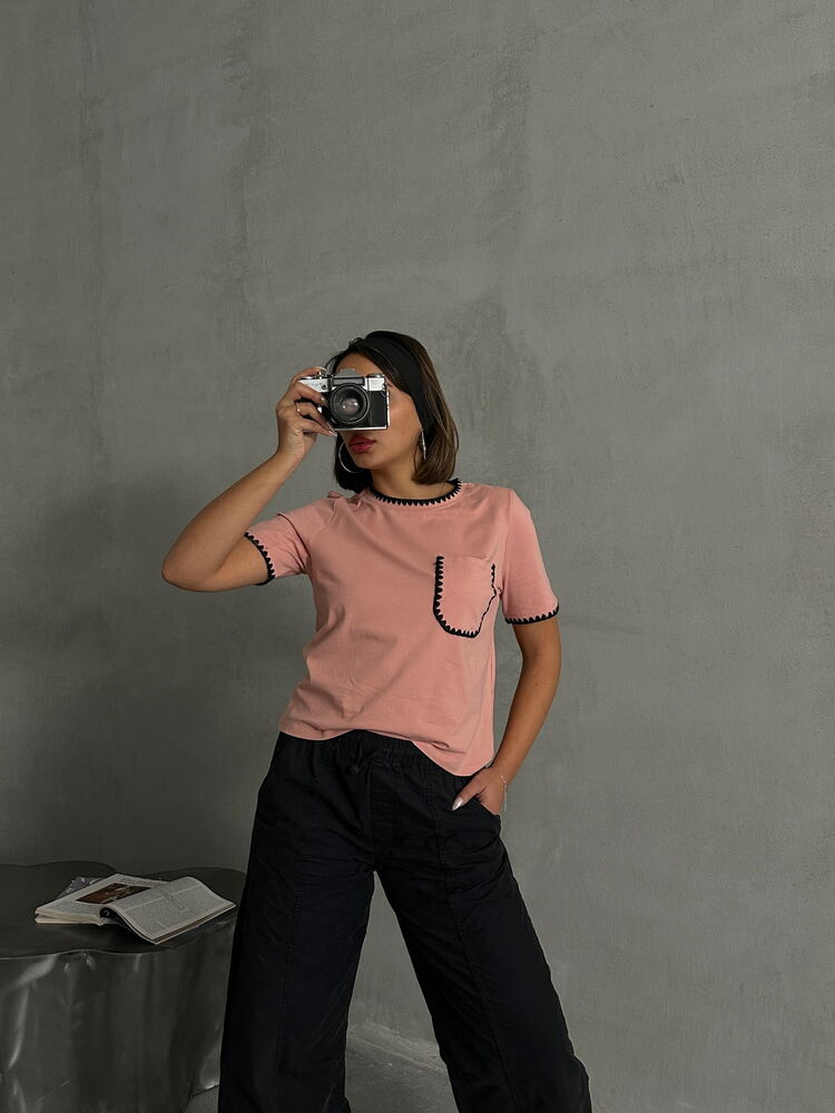 Topshow Pudra Çoban Dikişli Toptan T-Shirt