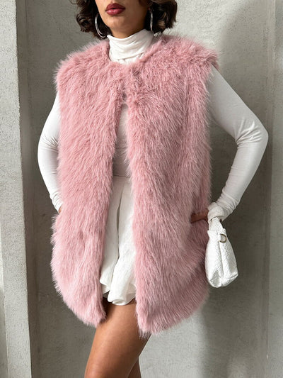 Vestă Furry Wholesale - Roz pudrat
