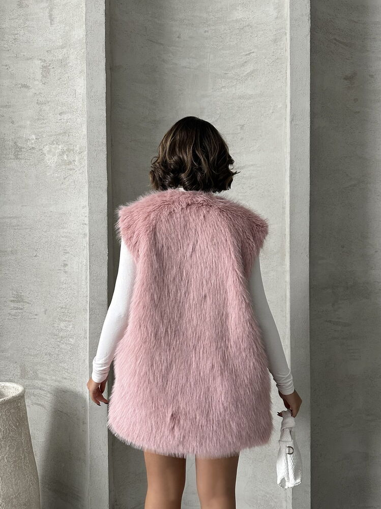 Vestă Furry Wholesale - Roz pudrat
