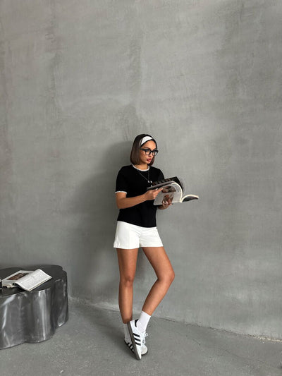 Topshow Siyah Çoban Dikişli Toptan T-Shirt