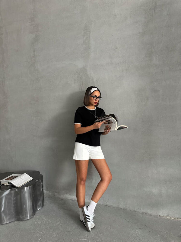 Topshow Siyah Çoban Dikişli Toptan T-Shirt