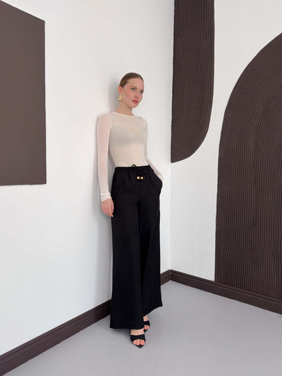 Pantaloni negri din in Topshow, en-gros