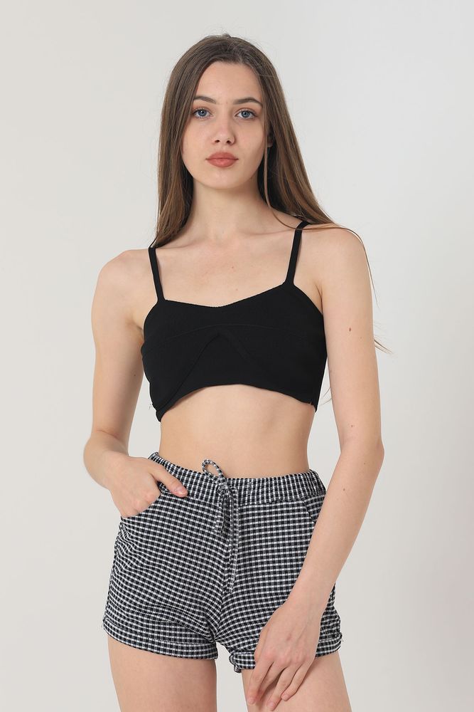 Pantaloni scurți mini negri Topshow, en-gros