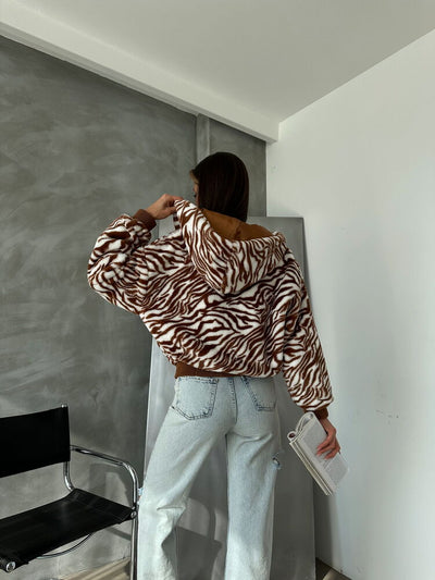 Baku Pelush Wholesale Coats - Tan Zebra
