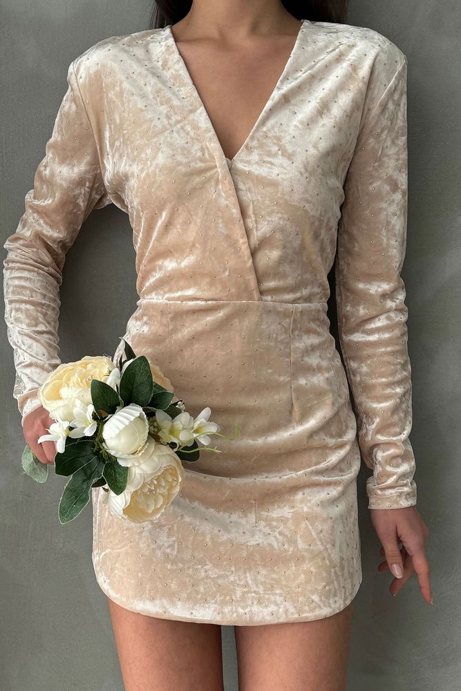 Rochie până la genunchi cu ornament, en-gros - cu ornament pe pietre