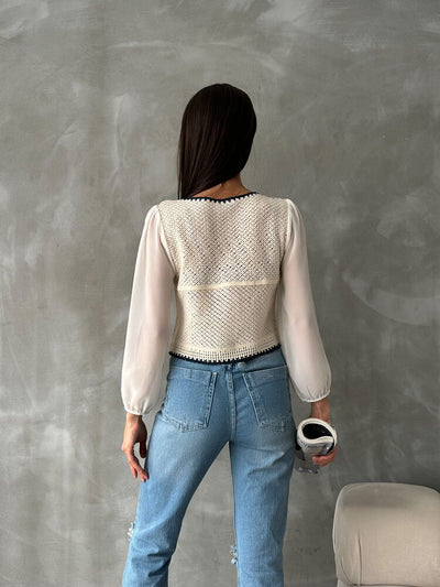 Button-Up Short Wholesale Cardigan F0022 - Stone Blue