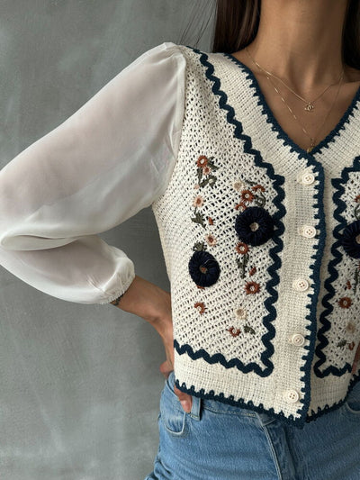 Button-Up Short Wholesale Cardigan F0022 - Stone Blue