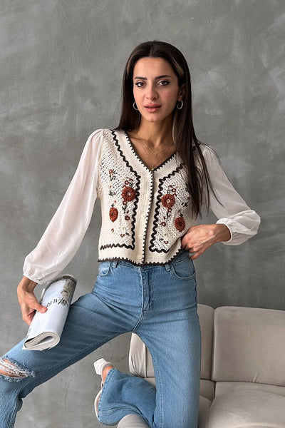 Button-Up Short Wholesale Cardigan F0022 - Stone Blue