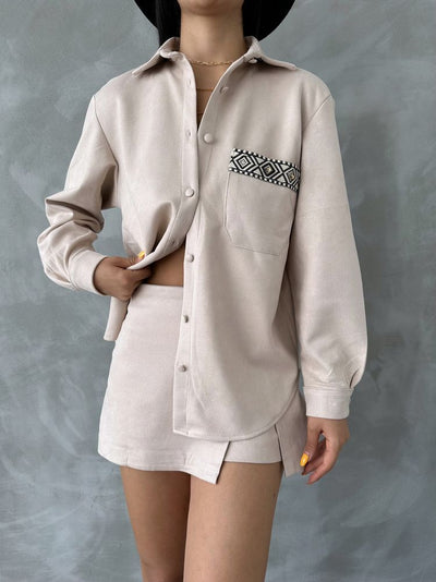 Topshow Stone Suede Wholesale Shirt | F1517