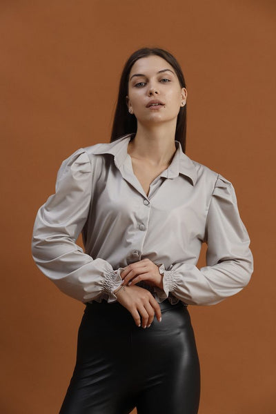 Bluze de seară din piele ecologică en-gros - Piatră