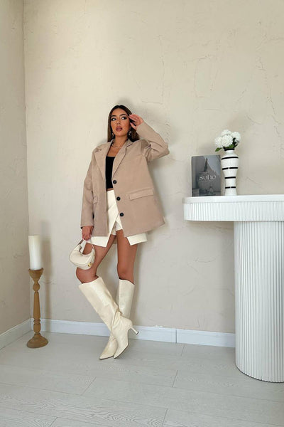 Bej Blazer Süet Ceket
