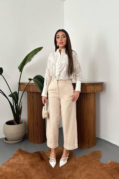 Bej Gabardin Pantolon