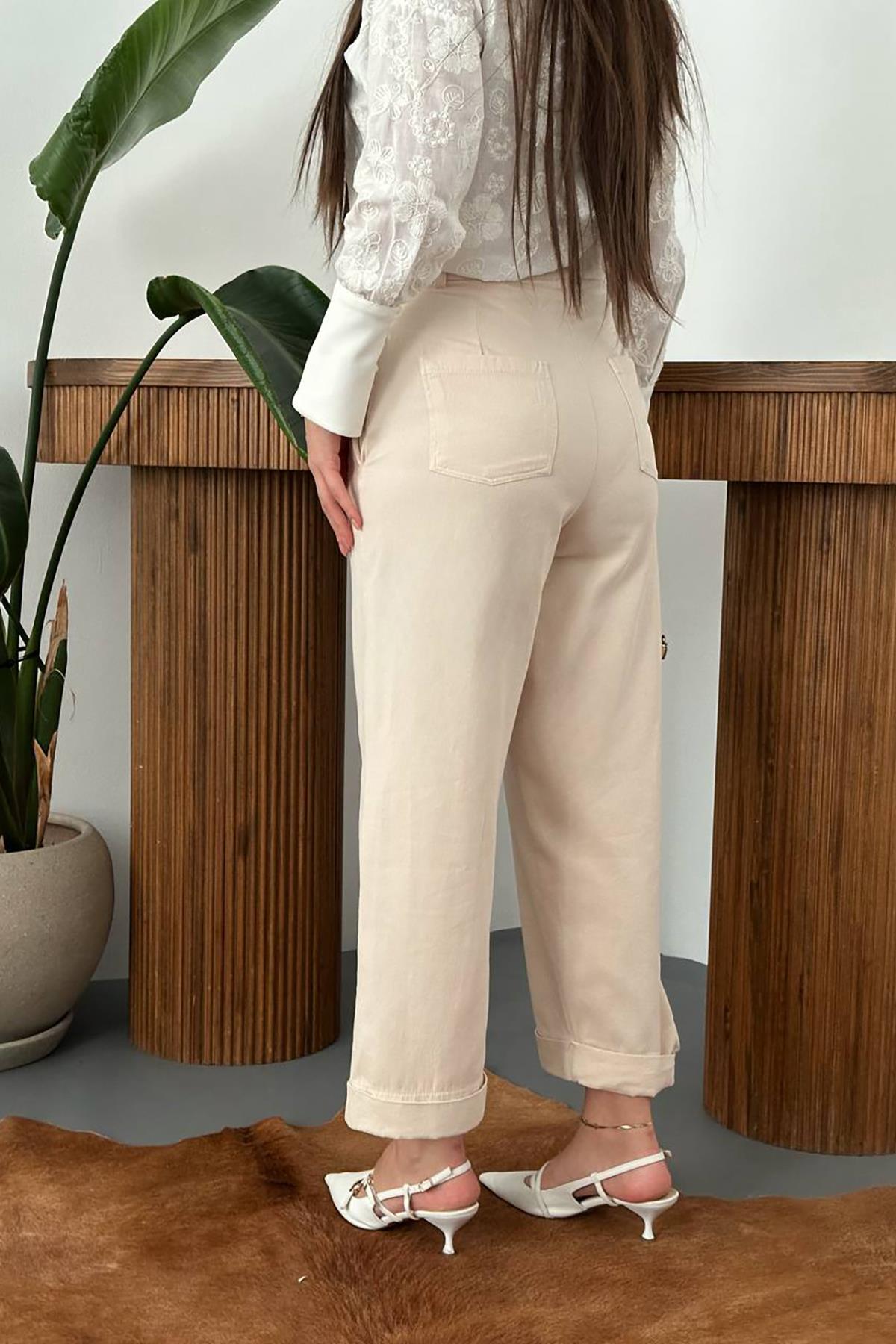 Bej Gabardin Pantolon