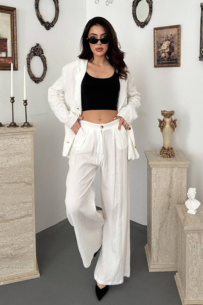 Beyaz Oversize Müslin Takım