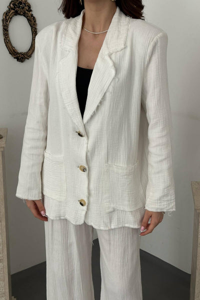 Beyaz Oversize Müslin Takım