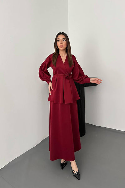 Bordo Gül Detaylı Takım