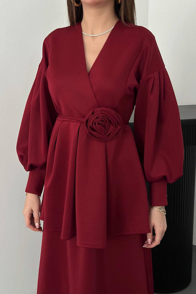 Bordo Gül Detaylı Takım