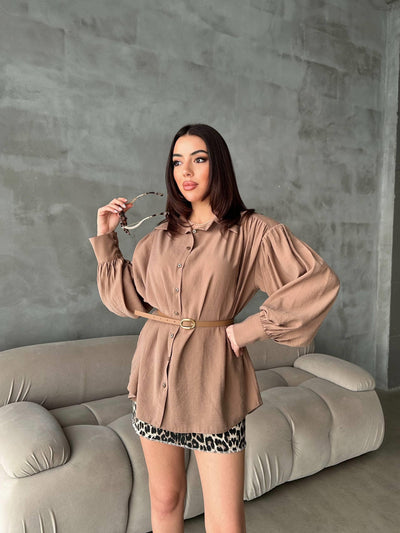 Camel Kemer Detaylı Modal Gömlek