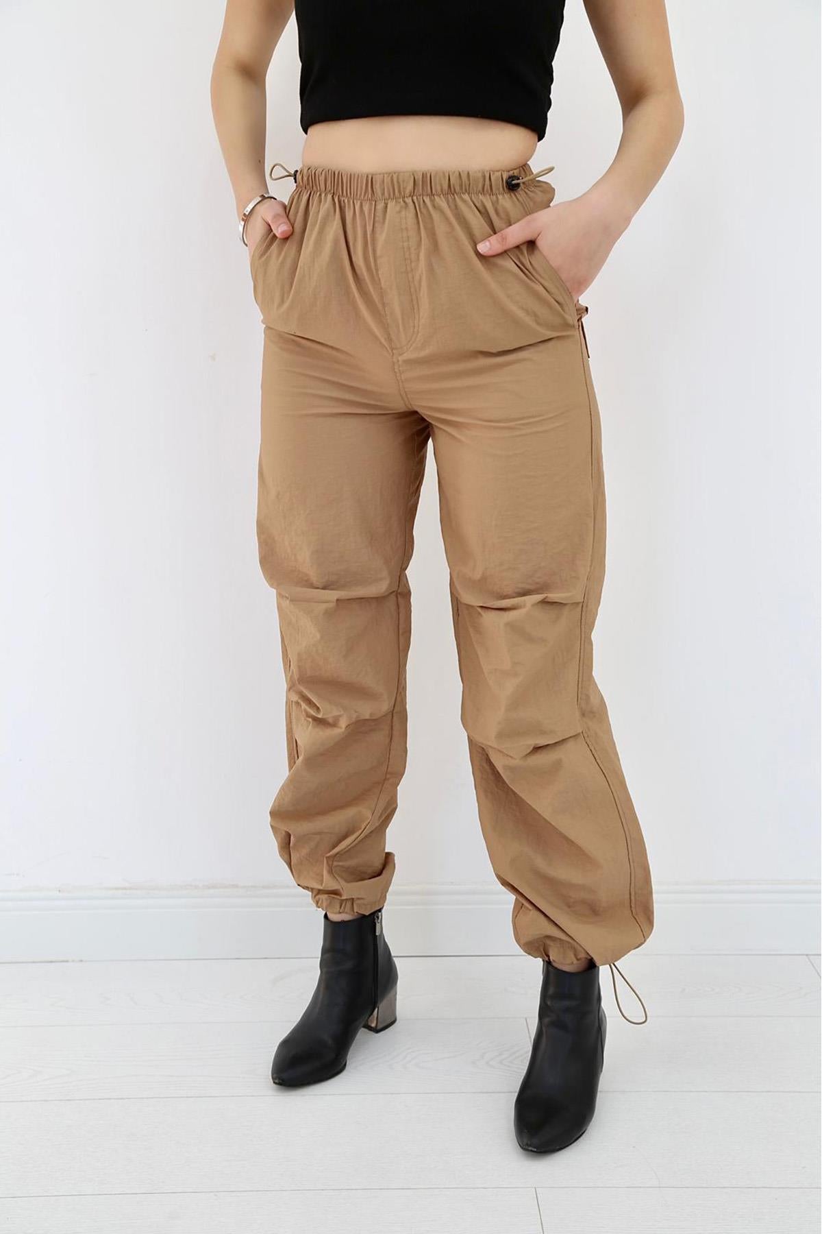 Camel Lastikli Paraşüt Pantolon