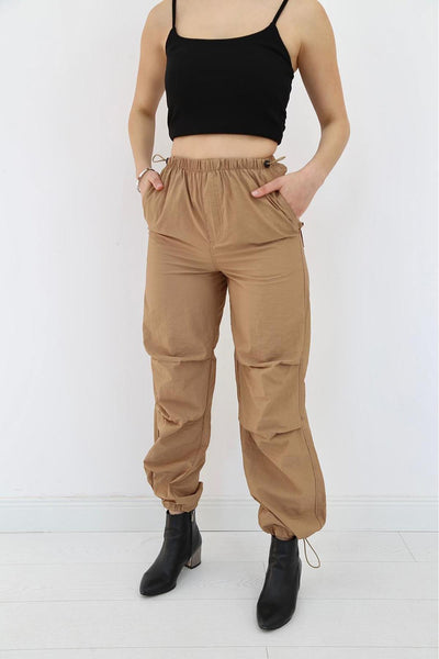 Camel Lastikli Paraşüt Pantolon