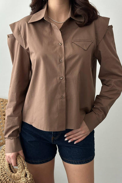 Camel Peto Cepli Poplin Gömlek