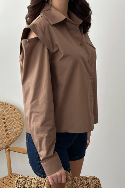 Camel Peto Cepli Poplin Gömlek