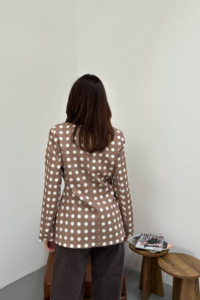 Camel Puantiyeli Blazer Ceket