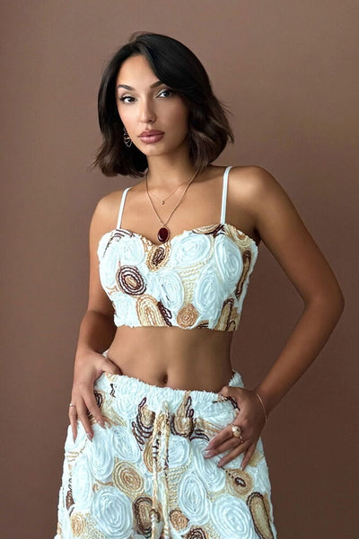 Topshow Wholesale Patterned Bustier - Summer and Trendy Piece - Coffee | F1976