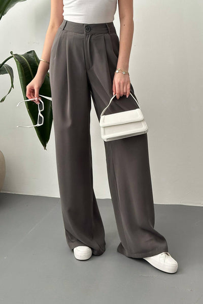Füme Pileli Comfort Pantolon