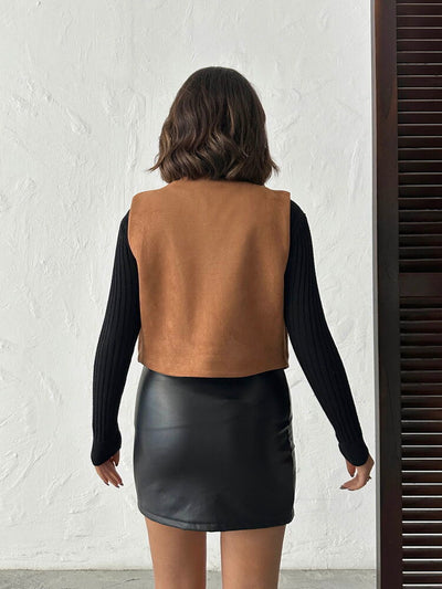 Topshow - Wholesale Embroidered Suede Vest – Western Style Chic -- Tan