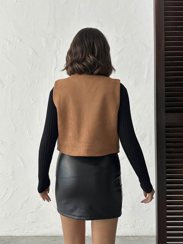 Topshow - Wholesale Embroidered Suede Vest – Western Style Chic -- Tan