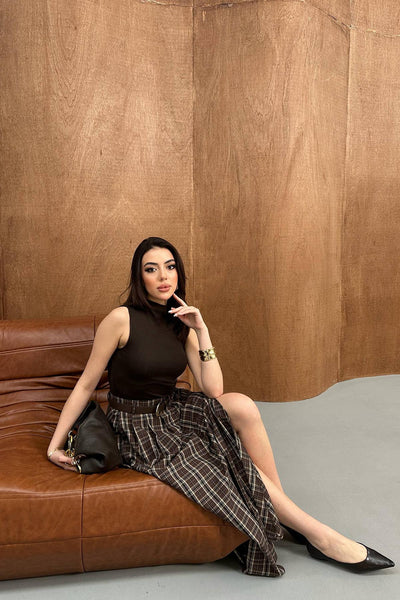 Kahverengi Ekose Etek