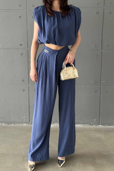Lacivert Modal Bluz Ve Pantolon Takım