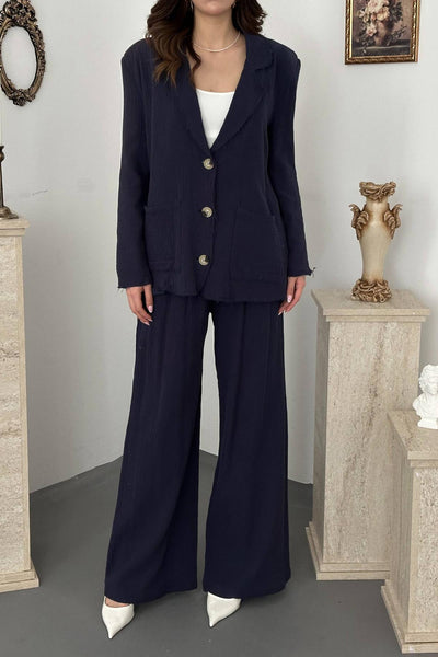 Lacivert Oversize Müslin Takım