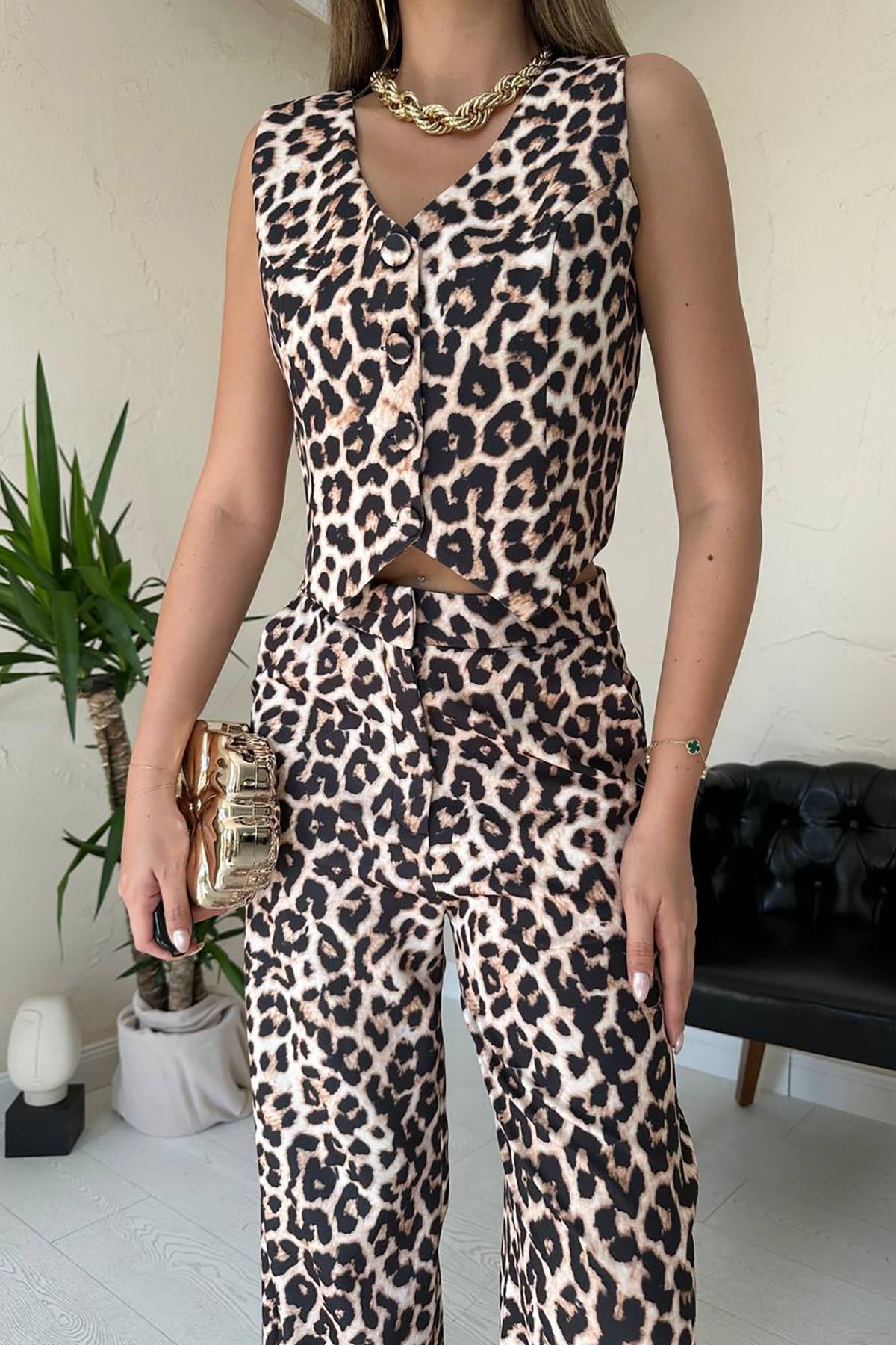 Leopar Leopar Desenli 3Lü Takım