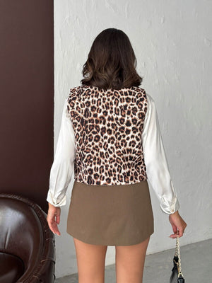 Topshow Toptan Leopar & Shearling Kadın Yelek | F1815